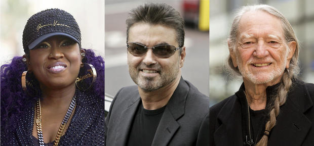 This combination of photos shows Missy Elliott, George Michael and Willie Nelson, who are among the 2023 inductees into the Rock & Roll Hall of Fame. 