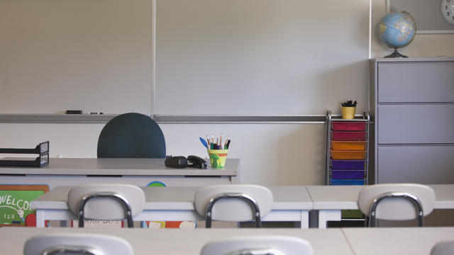 Empty desks in classroom 