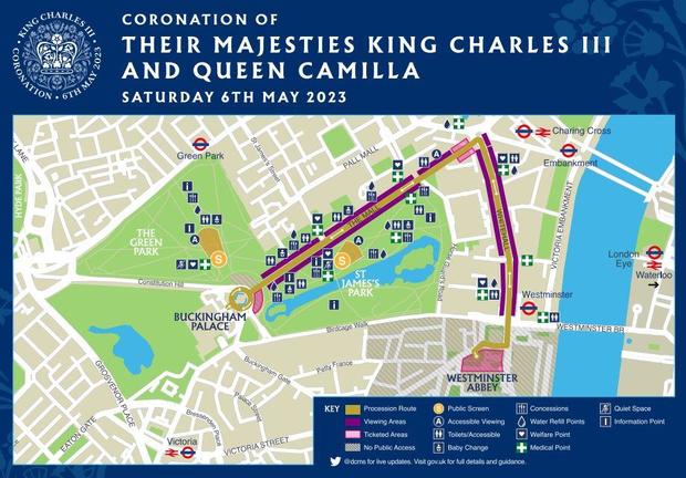 Map of coronation procession route 