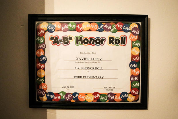 Xavier Lopez's A-B Honor Roll certificate 