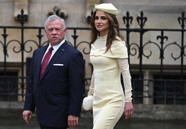 Jordan's King Abdullah II Ibn Al Hussein and Queen Rania arrive at Westminster Abbey 