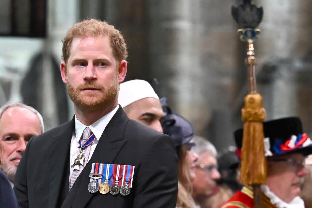 Prince Harry, Duke of Sussex attends the coronation of his father, King Charles III 