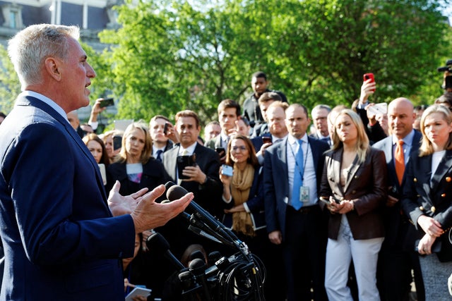 U.S. Congressional leaders depart after debt limit talks with President Biden at the White House in Washington 