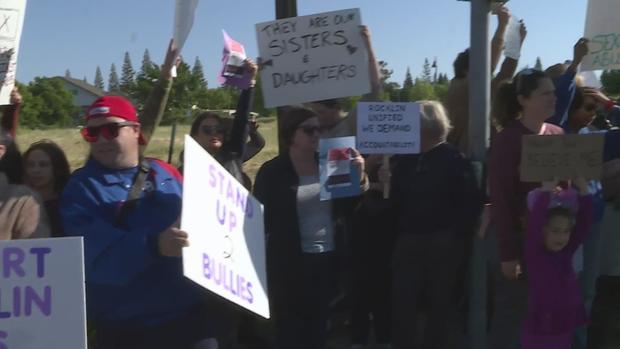 A walkout turned protest at Rocklin High School over a sexual act investigation 
