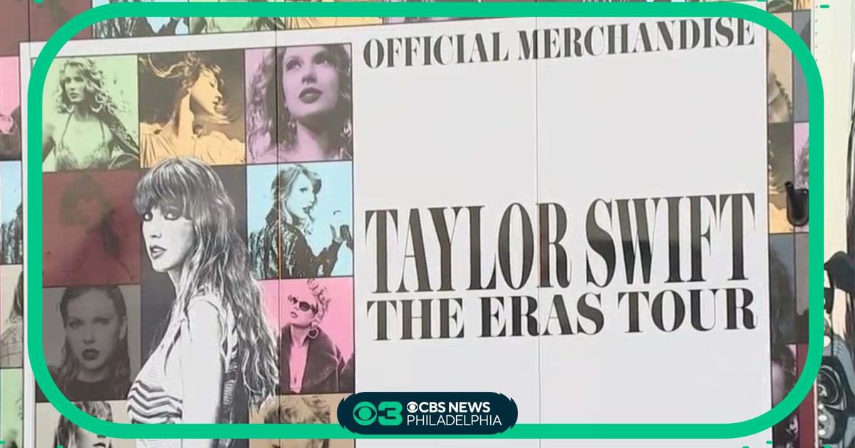 Taylor Swift merch on sale outside the Lincoln Financial Field CBS