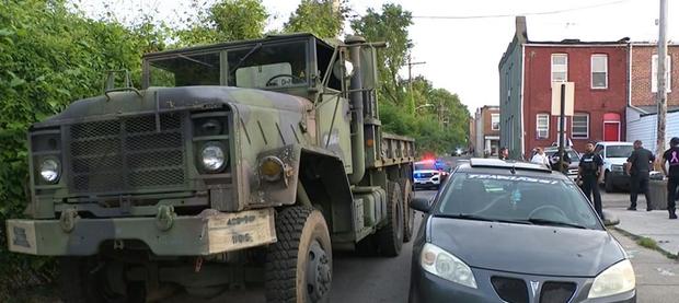 Suspect leads Maryland officers on highway chase in stolen 5-ton military vehicle, officials say 