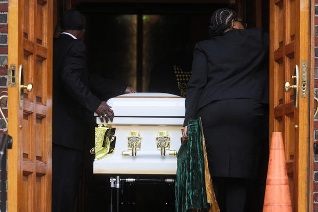 Pallbearers carry the casket of Jordan Neely ahead of his funeral in New York City, May 19, 2023. 
