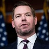 Rep. Eric Swalwell conducts a news conference in the Capitol Visitor Center on Wednesday, Jan. 25, 2023. 