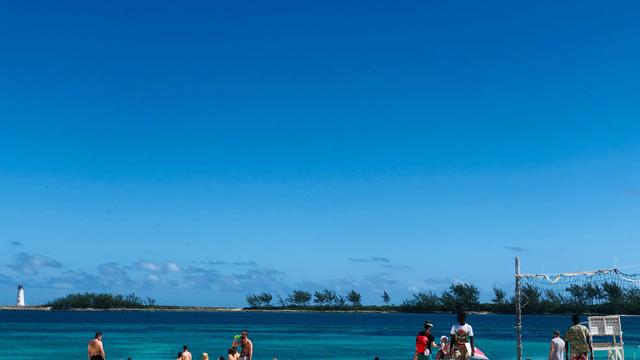 People enjoy Junkanoo beach in Nassau, Bahamas, on April 30, 2019. 