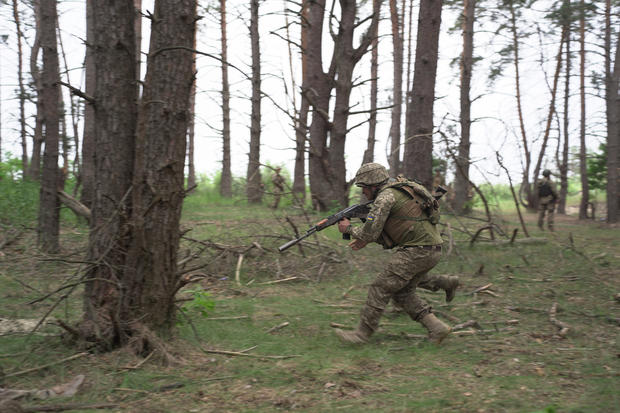 Ukrainian soldiers practice drills in preparation for their 