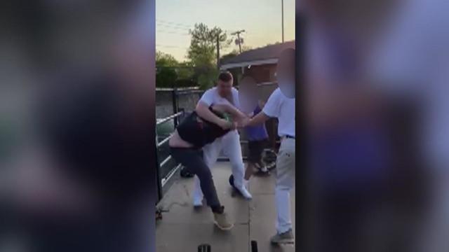 A screenshot from a cell phone video allegedly shows Andrew Chiaro attacking a 15-year-old boy at a skate park. 