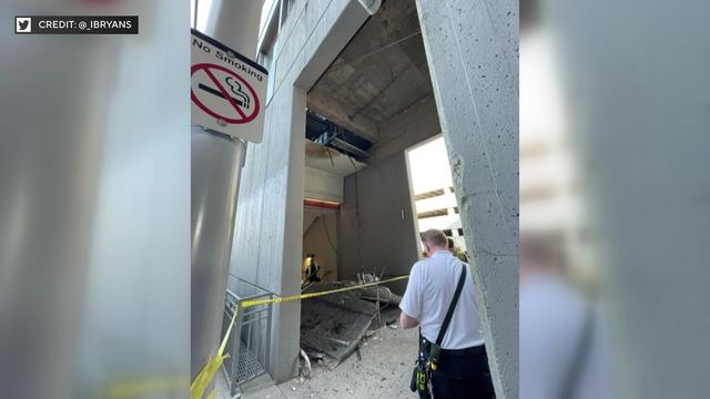 Part of the ceiling collapsed on the ground at Stamford Train Station. 
