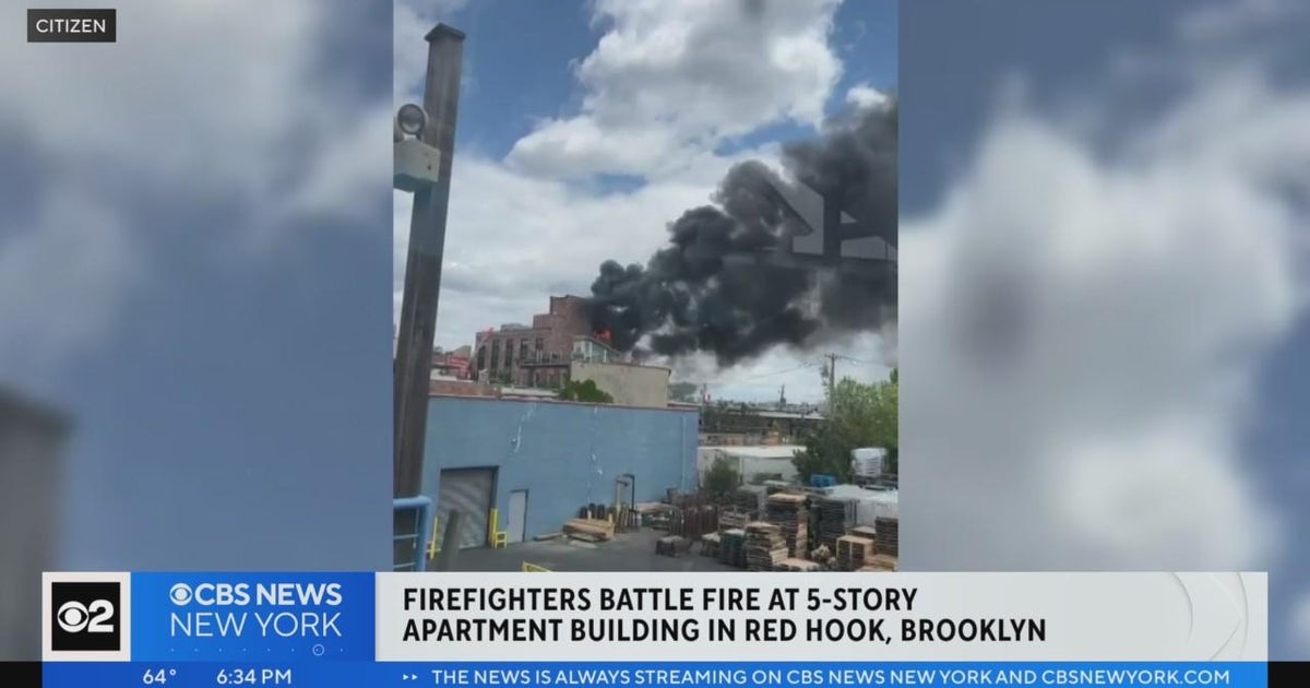 Firefighters battle blaze at 5-story Brooklyn apartment building - CBS ...