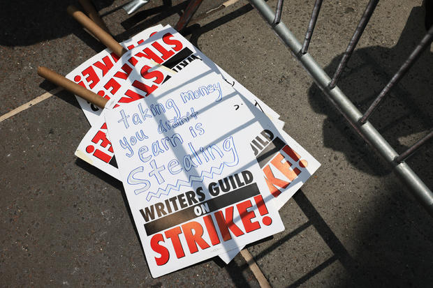 Writers Guild Of American Holds Rally Outside NBCUniversal In New York 