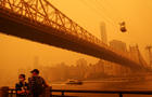 Haze and smoke shroud Manhattan skyline from Canadian wildfires in New York 