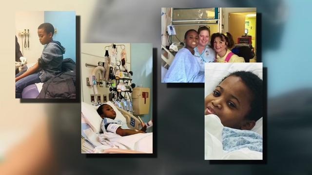 Photos of Ben Duvelson getting treatment for sickle cell disease. 