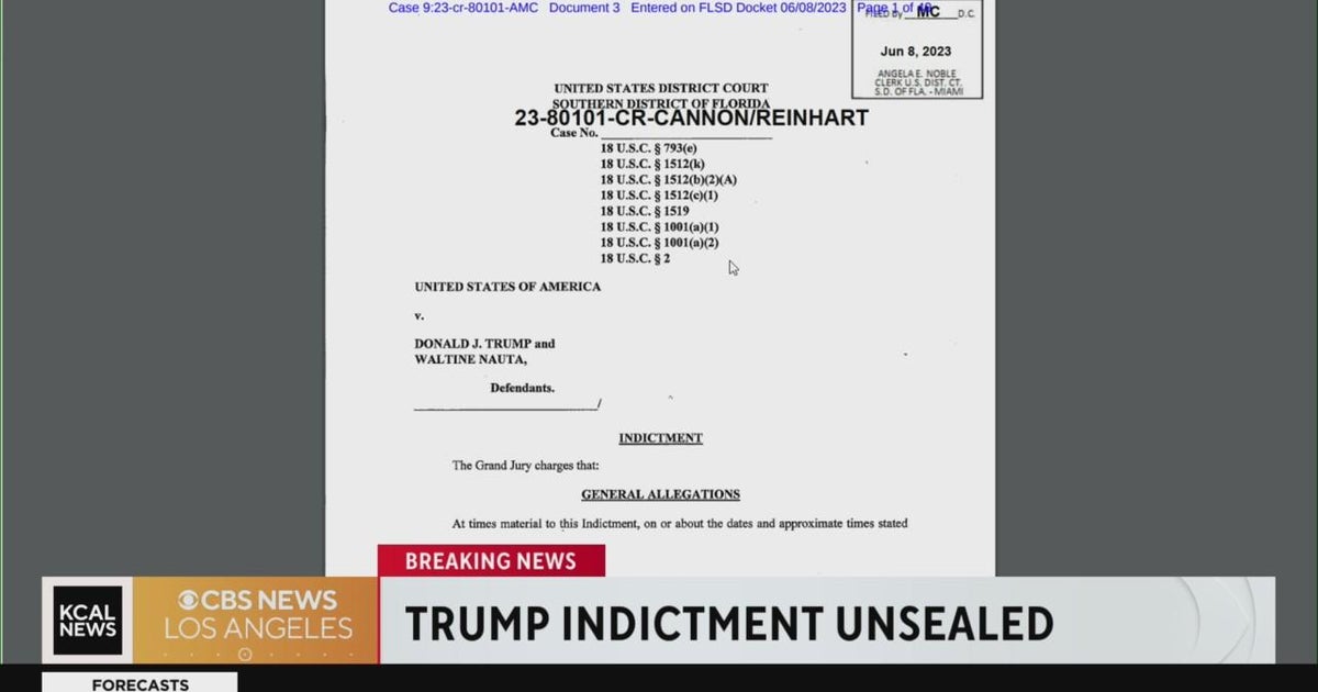 Indictment against Trump in documents case unsealed - CBS Los Angeles