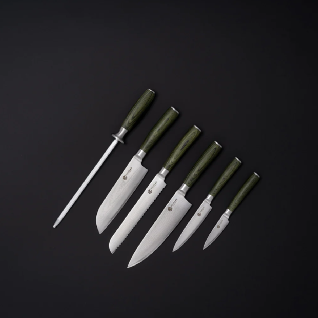 Hexclad Essential 6-piece Japanese Damascus steel knife set 