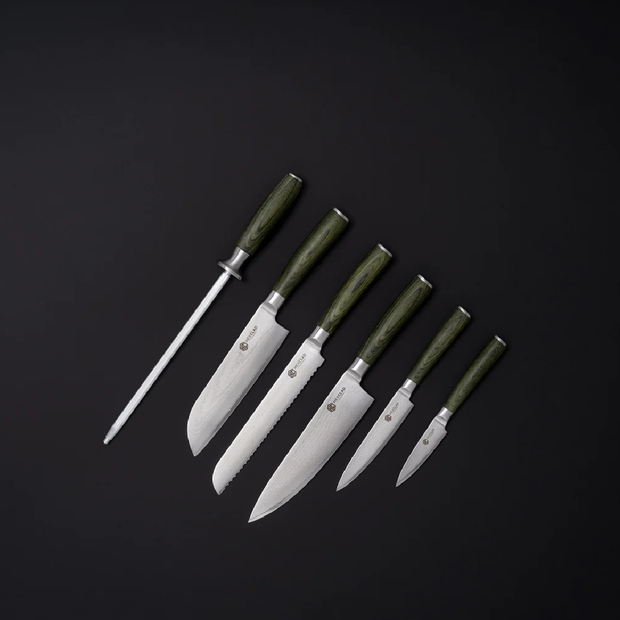 Hexclad Essential 6-piece Japanese Damascus steel knife set