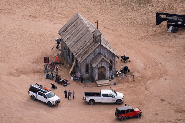 An aerial photo shows the Bonanza Creek Ranch that was used for the Western film