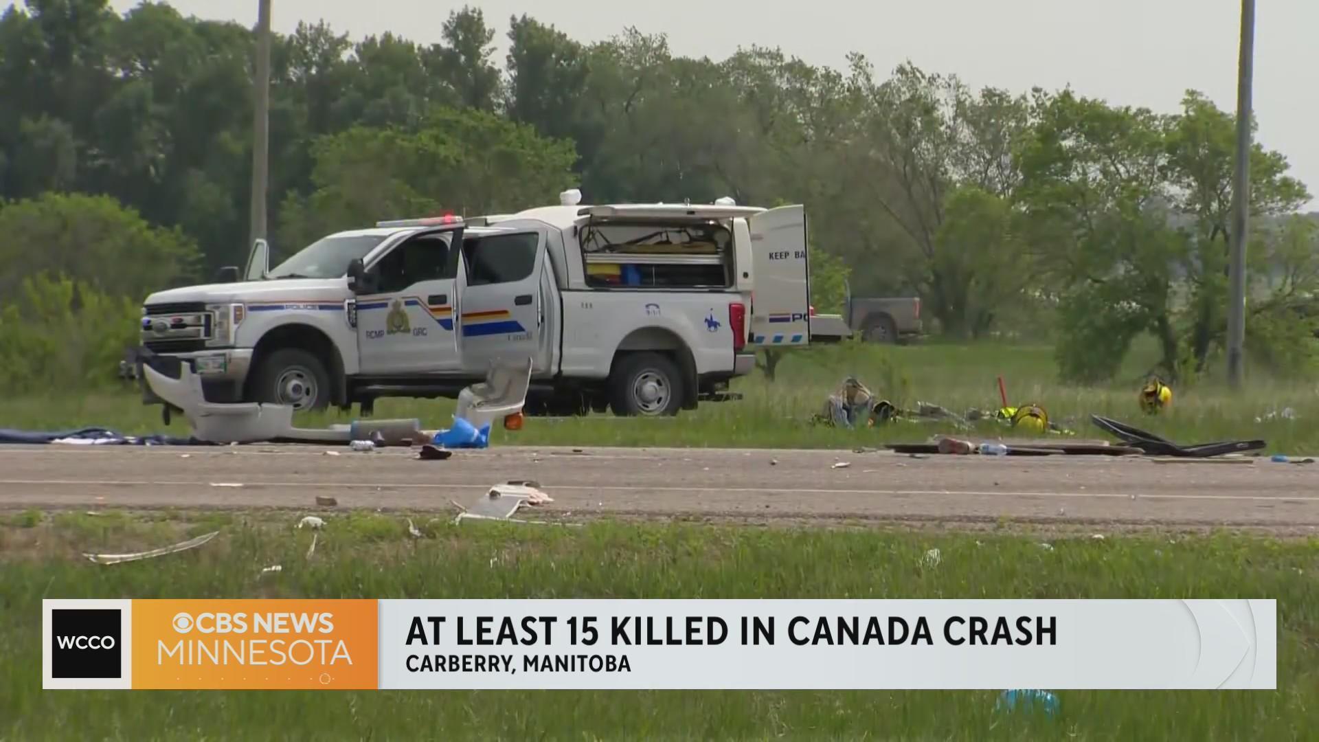 Bus full of seniors heading to a casino in Canada collides with truck,  killing 15 people