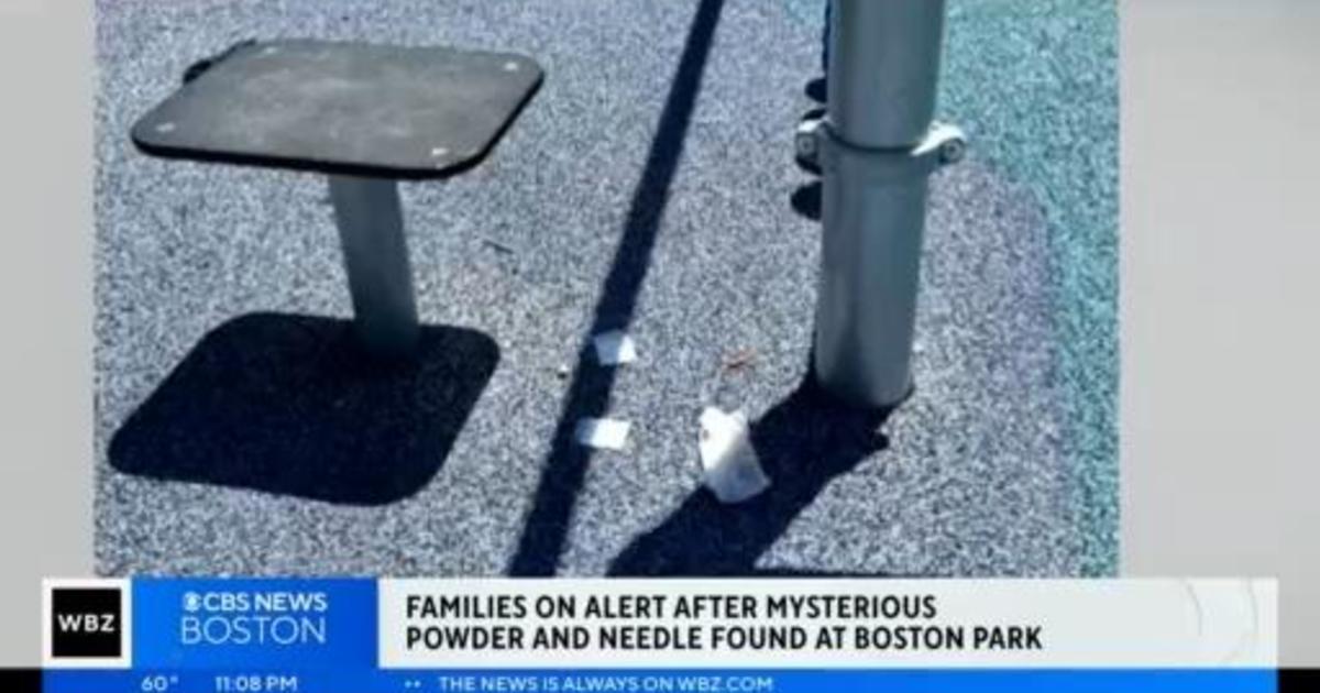 Bags of white powder, needle found at Boston playground