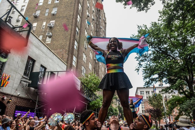 People participate in the annual Pride March on June 25, 2023 in New York City. 
