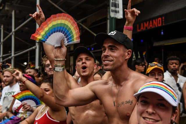People participate in the annual Pride March on June 25, 2023 in New York City. 
