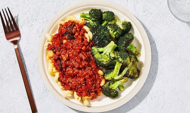 Cavatappi & Italian Pork Ragu with Garlic Broccoli.