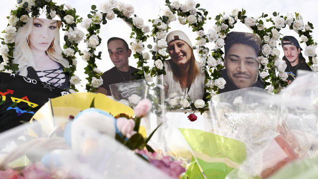 Photographs of victims of a mass shooting at a gay nightclub are on display at a memorial on November 23, 2022, in Colorado Springs, Colorado. 