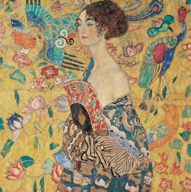 Lady with fan, a painting by Gustav Klimt 