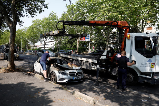 Aftermath after clashes break out between youths and police in Paris suburb 