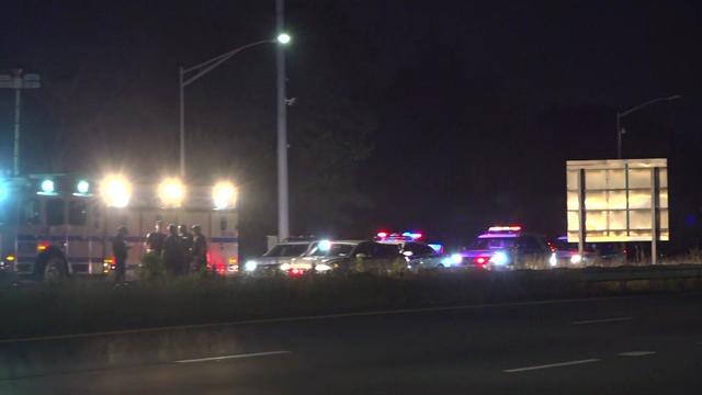 Multiple NYPD vehicles on the Goethals Bridge. 