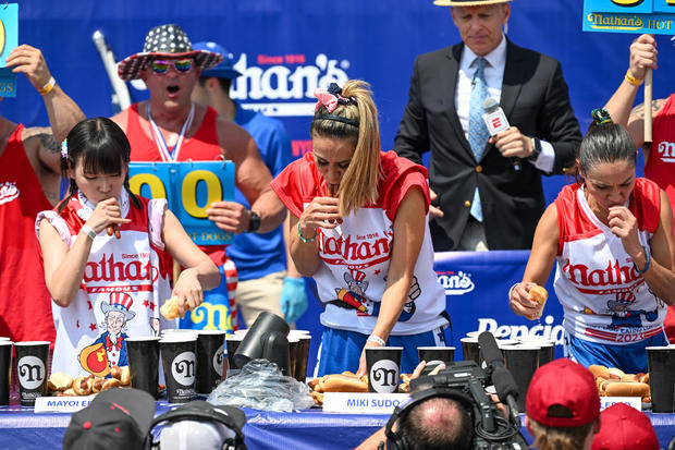 Professional Eaters Compete In Nathan's Annual Hot Dog Eating Contest 