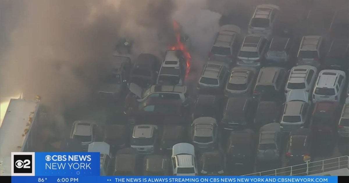 Port Newark cargo ship fire still burning over 20 hours later - CBS New ...