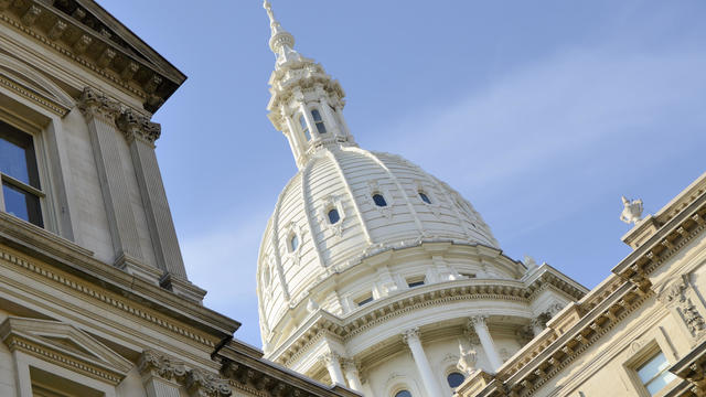 Low angle view of Lansing, Michigan Capitol building cupola 
