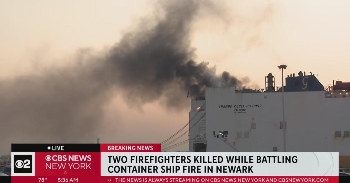 2 Newark firefighters killed battling fire aboard cargo ship - CBS New York