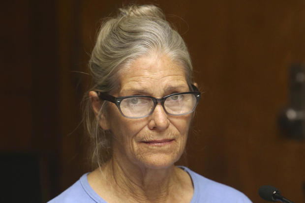 Leslie Van Houten at a parole hearing in 2017 
