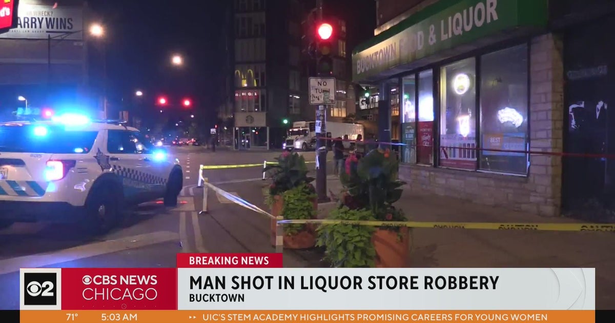 Man shot during robbery at Bucktown liquor store - CBS Chicago