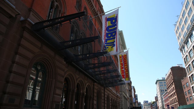 A view of the Public Theater as it remains closed on May 13, 2020 in New York City. 