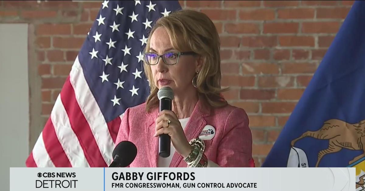 Former Congresswoman Gabby Giffords campaigns for Elissa Slotkin in Detroit