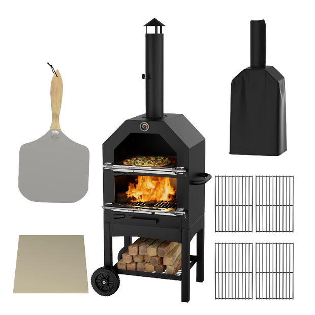 17 Stories Cadince Steel Freestanding Wood Burning Pizza Oven