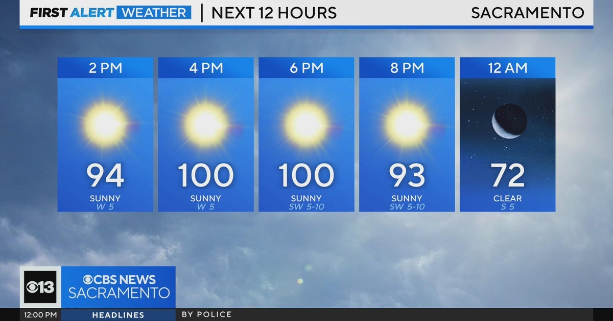 12-hour outlook for the Sacramento region