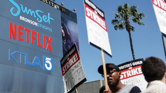Members Of SAG-AFTRA And WGA Go On Strike At Netflix, Sunset Gower And Paramount Studios 