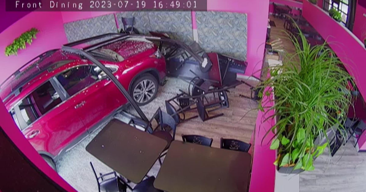 Watch Car crashes through North Huntingdon Waffles INCaffienated CBS