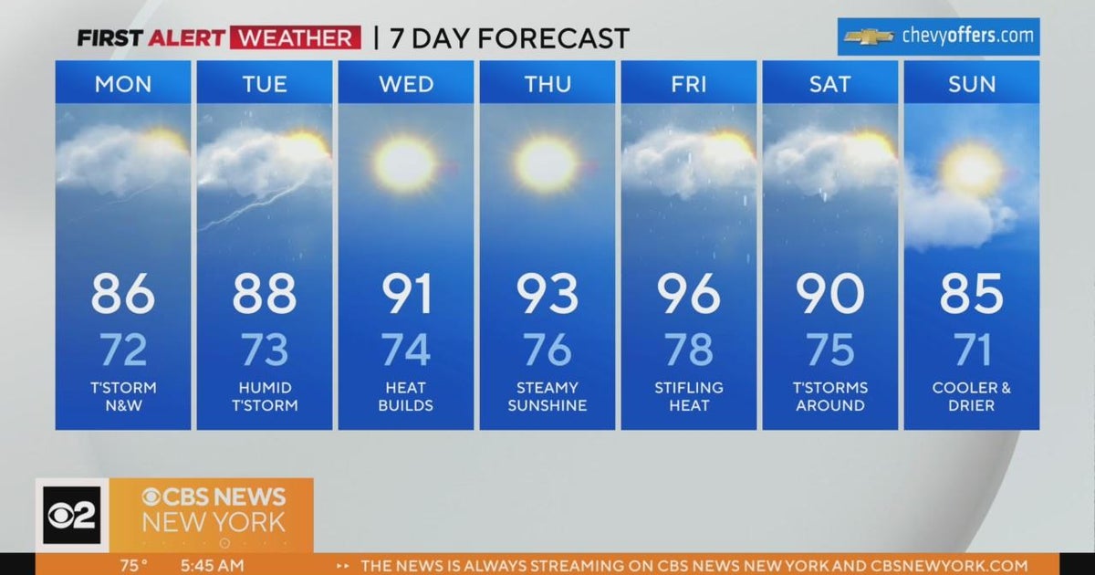 First Alert Weather: Isolated storms N&W of NYC - CBS New York