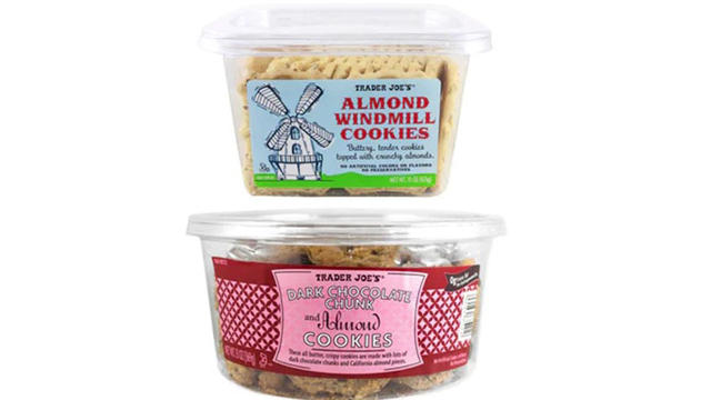 Almond Windmill Cookies and Dark Chocolate Chunk and Almond Cookies product in packaging 