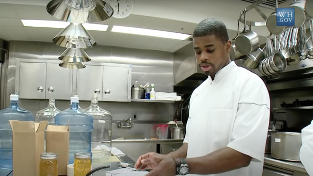 Chef Tafari Campbell in the White House kitchen in 2012 
