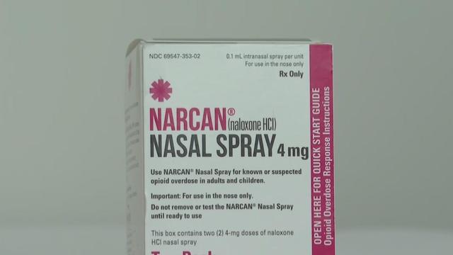 A photograph of a box of Narcan, the overdose reversal drug. 