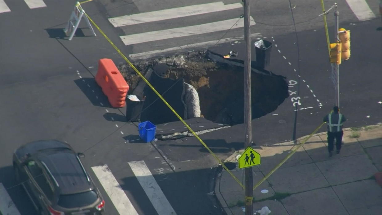 Sinkhole opens up in West Philadelphia; cause under investigation CBS